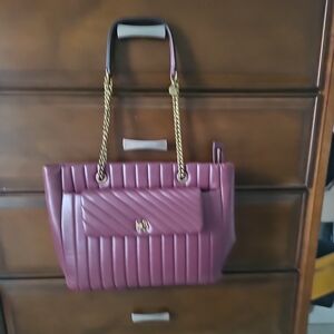 Henri Bendel Burgundy Purple Zip Tote Bag
